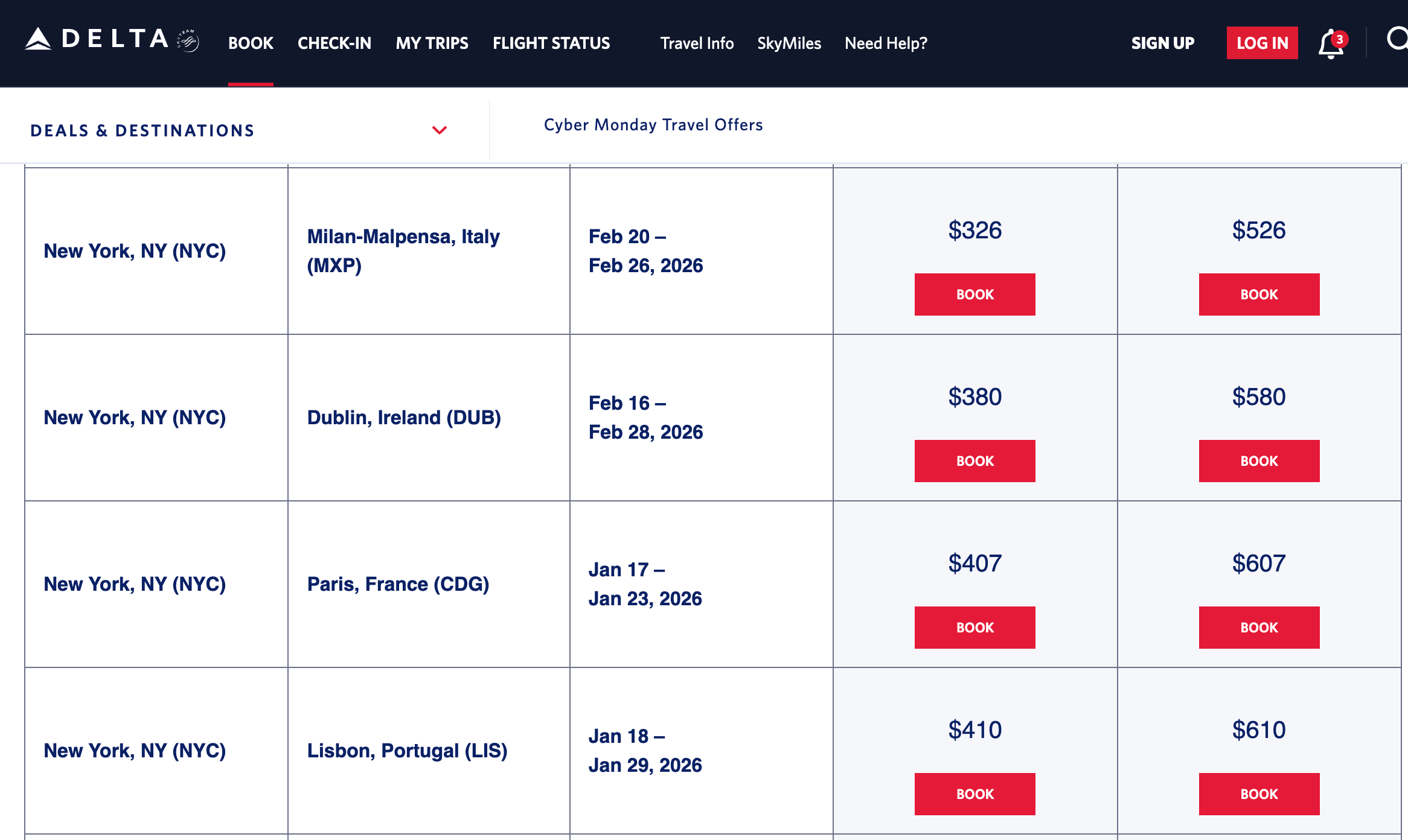 Delta Winter Your Way sale landing page