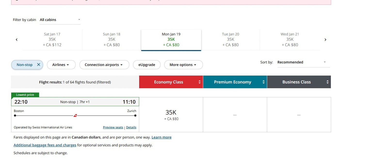 air canada booking page