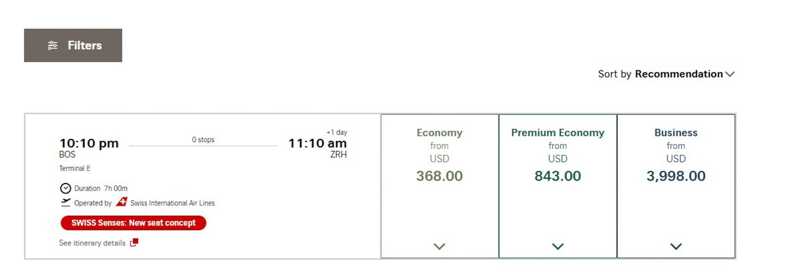 swiss booking page