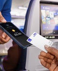 Scanning a card on a United flight