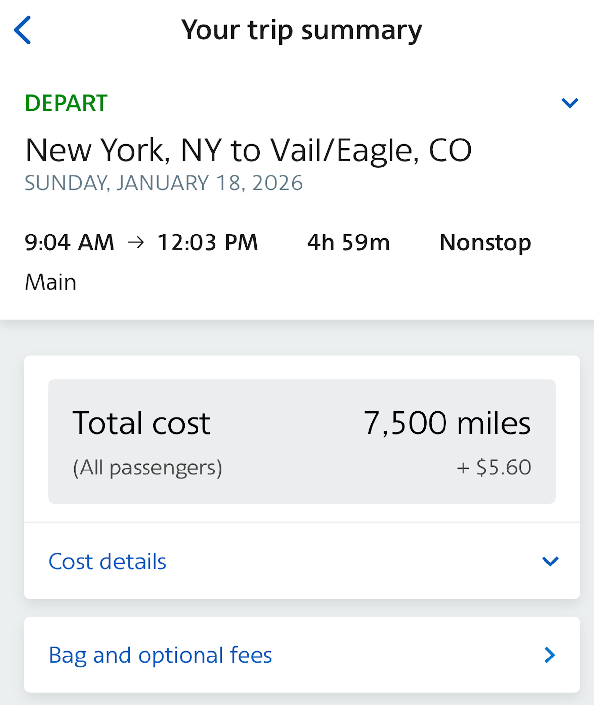 NYC to Colorado trip