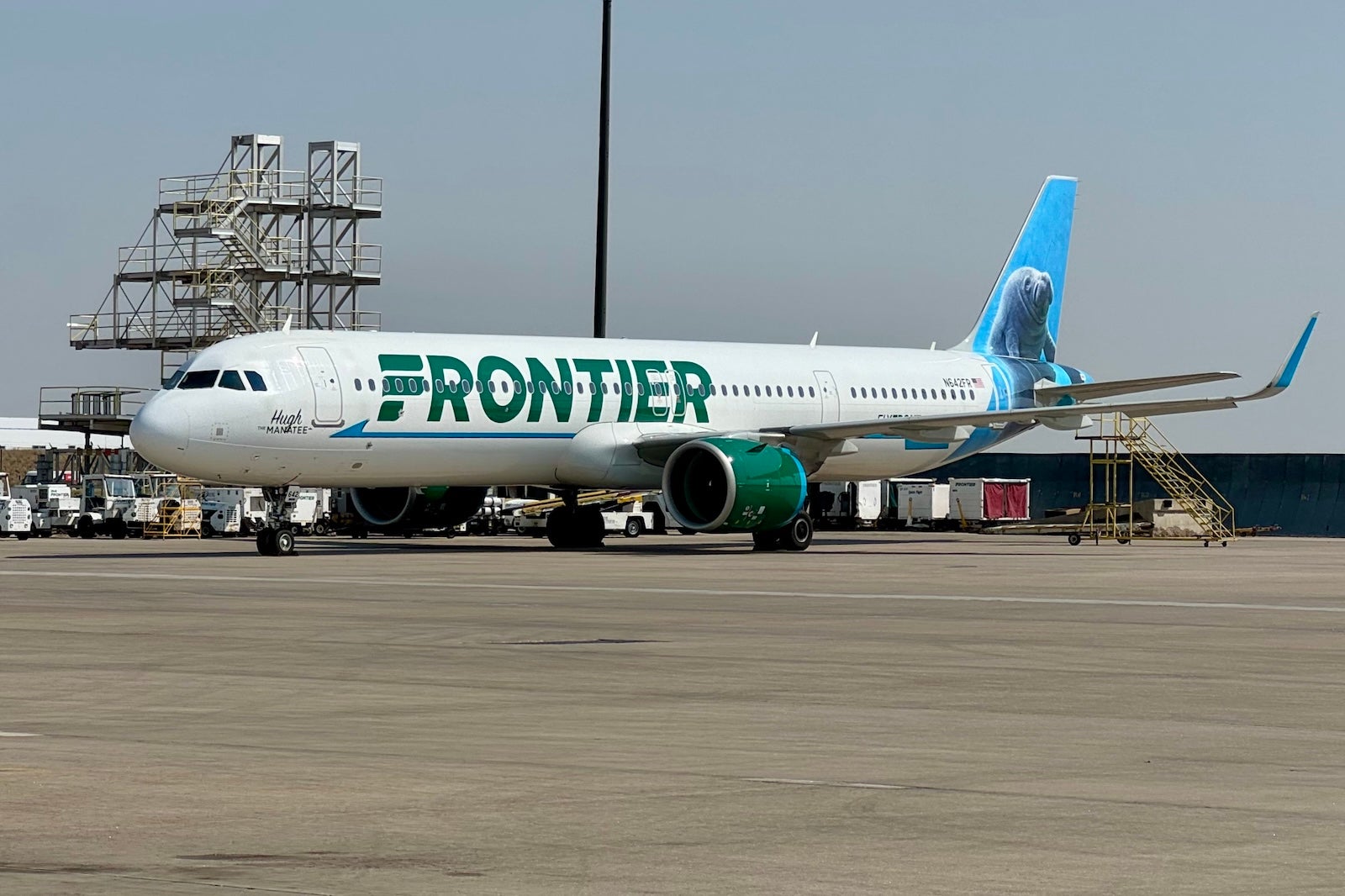 Frontier Airlines aircraft at Denver International Airport (DEN). 