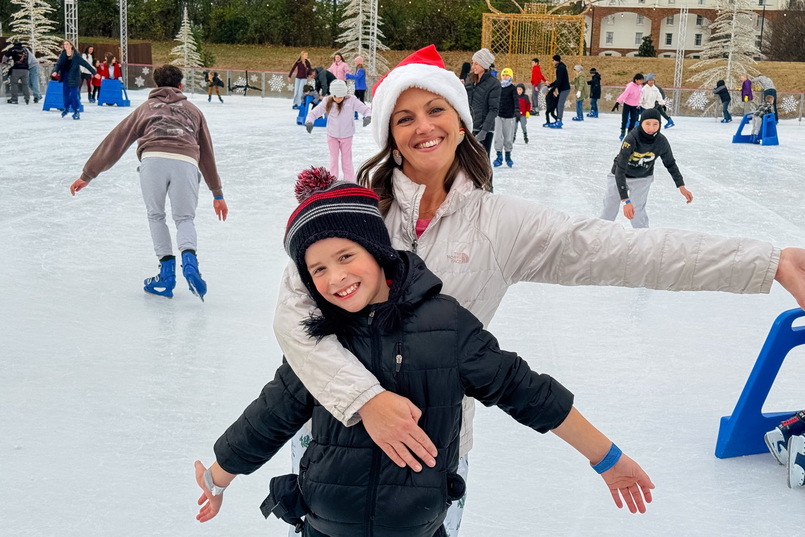 People on outdoor ice skating rink