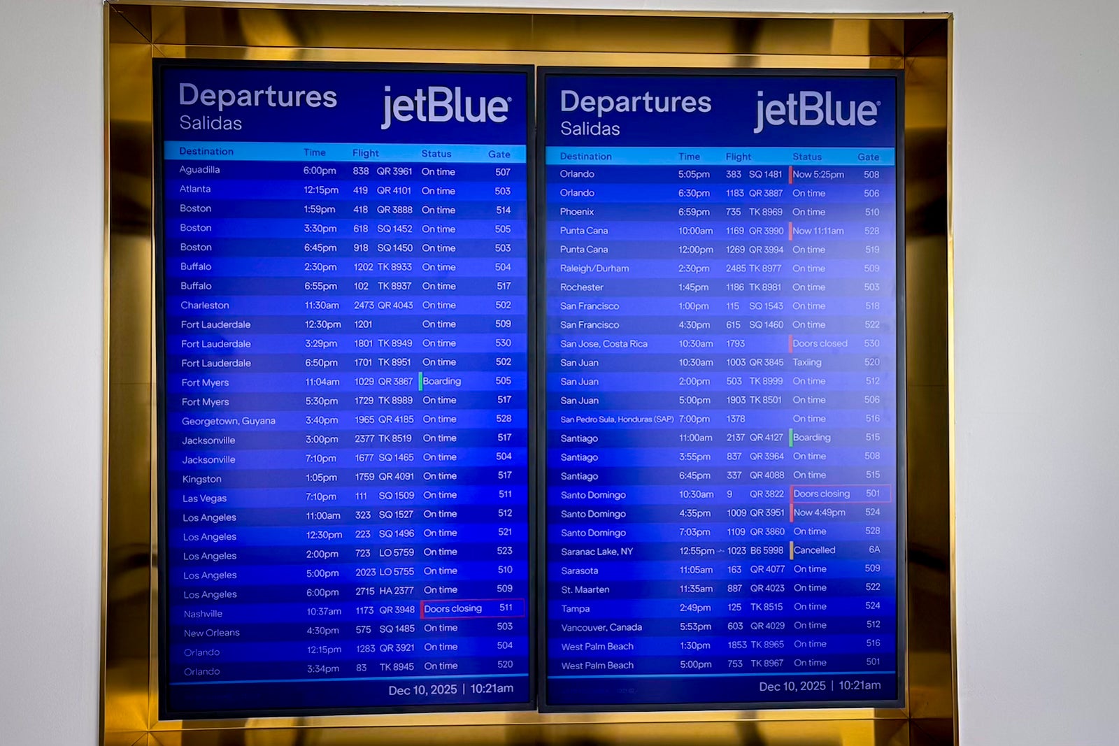 JetBlue departures schedule