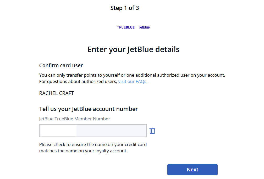Chase JetBlue transfer step 1