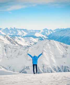 Young Woman hiking at Pointe Helbronner, Mont Blanc