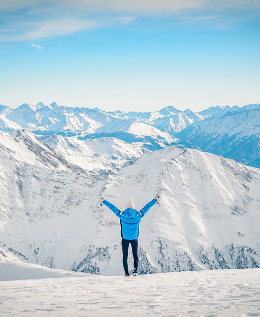 Young Woman hiking at Pointe Helbronner, Mont Blanc
