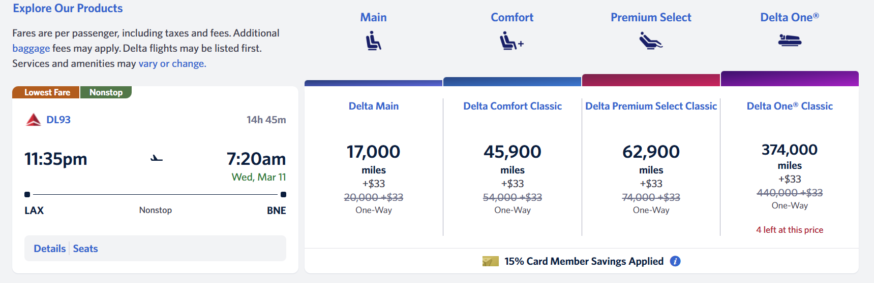 Delta LAX-BNE 17k miles