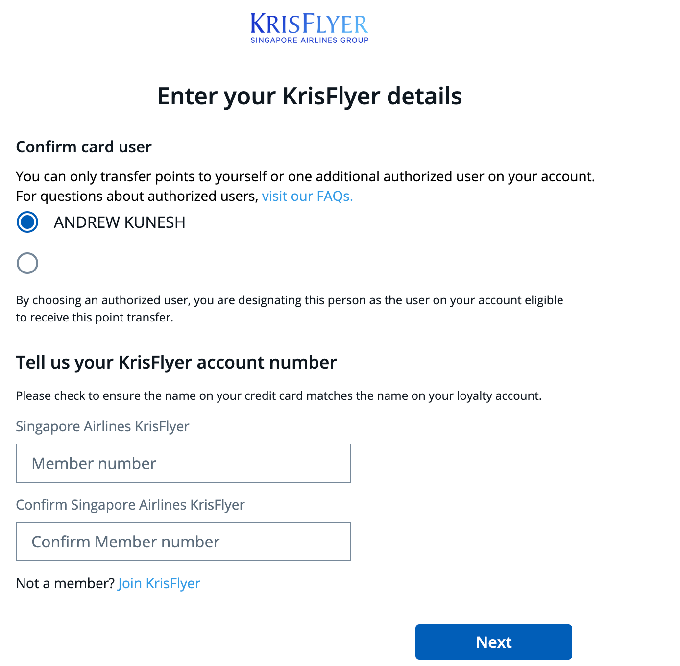 Linking KrisFlyer account to Chase