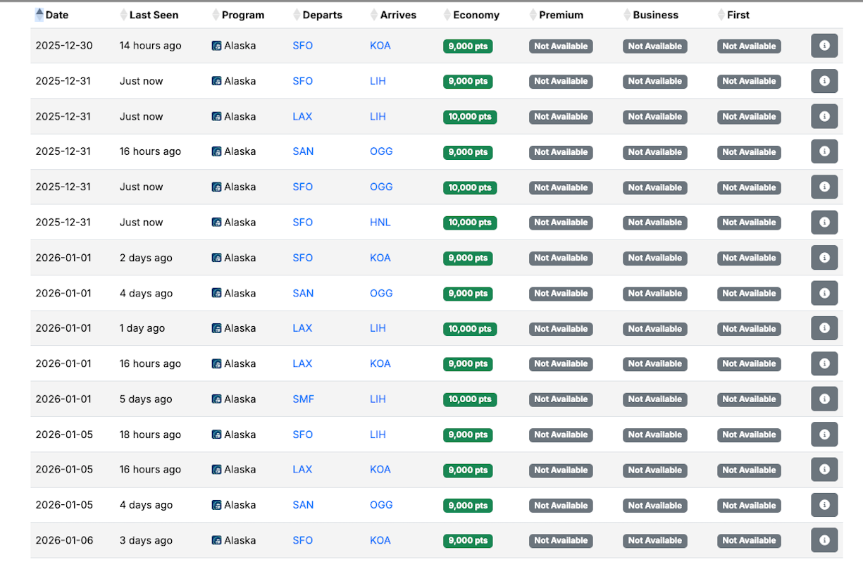 Seats.aero screenshot