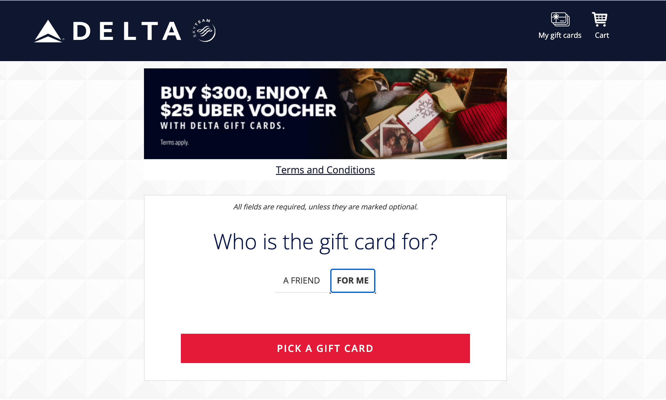 Delta gift card offer for Uber voucher.