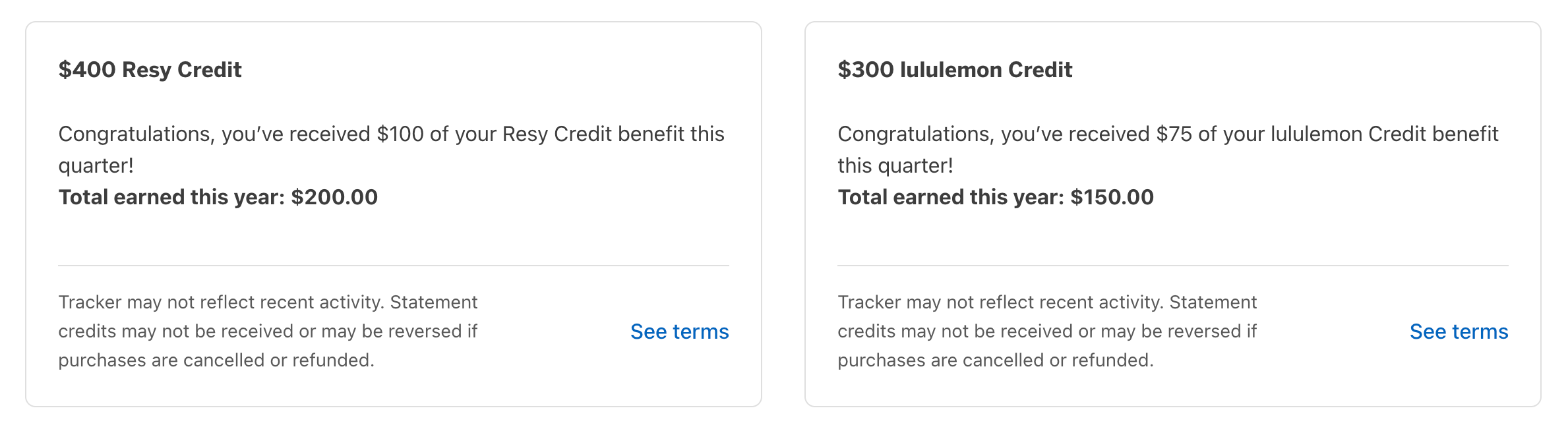 Benefit tracking Amex Platinum