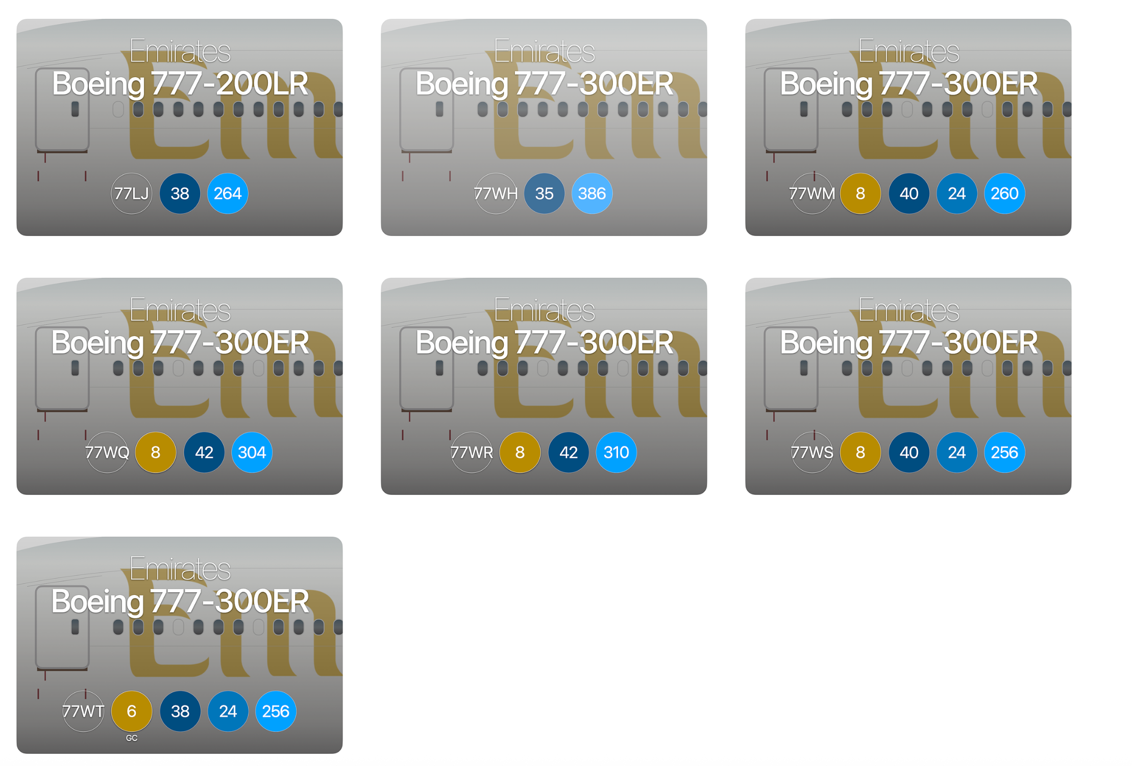 AeroLOPA search for an Emirates flight.