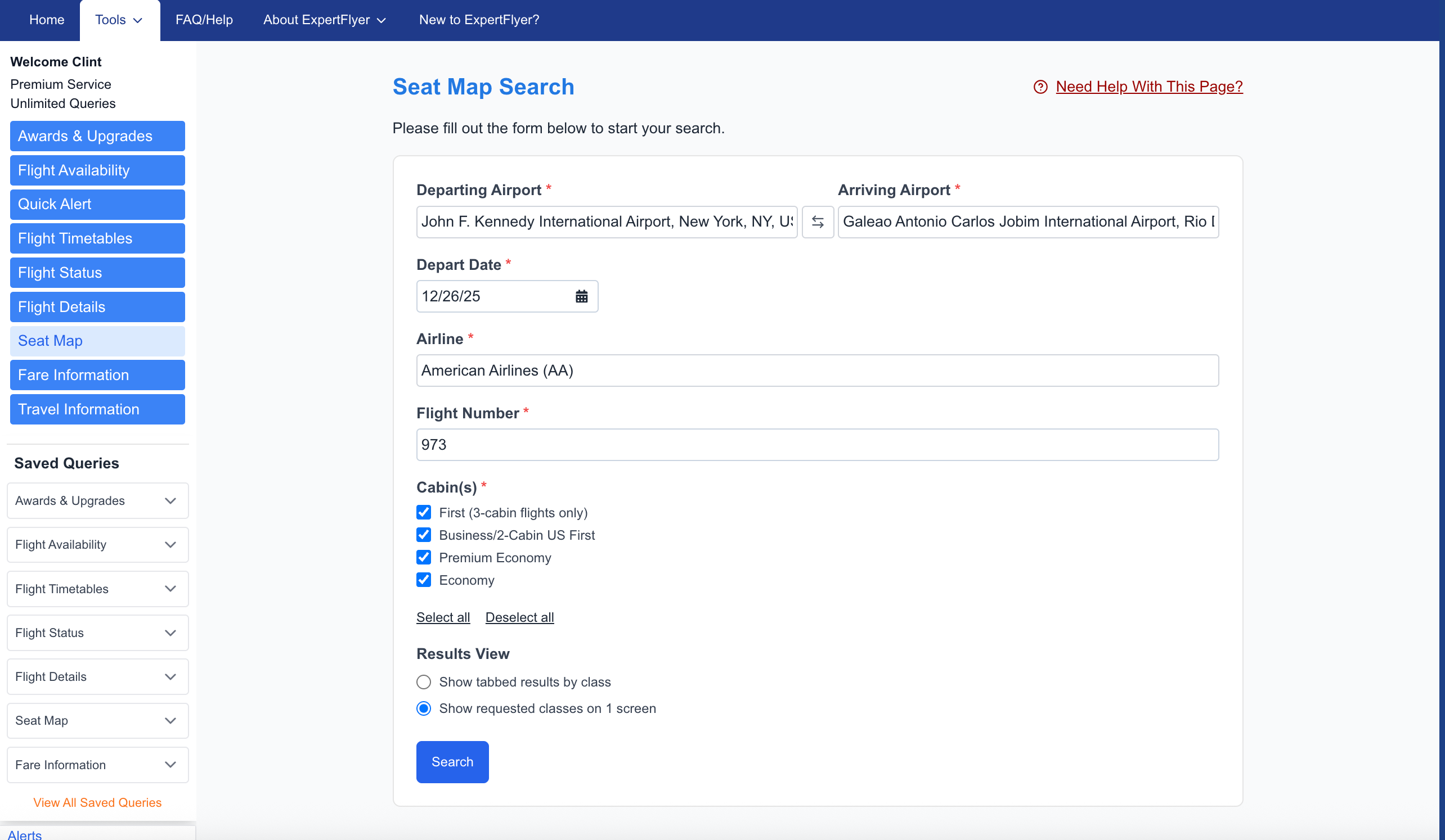 Expert Flyer screenshot