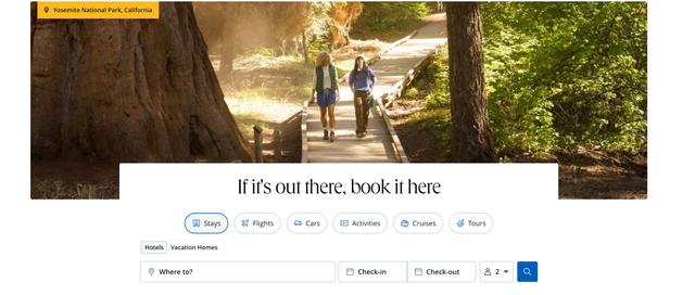 screenshot of Chase Travel portal