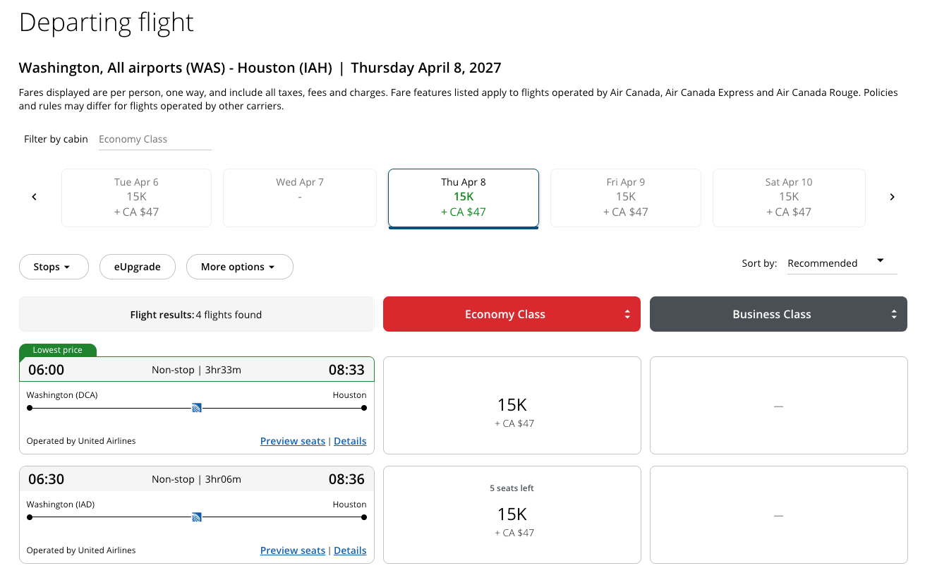 Aeroplan screenshot