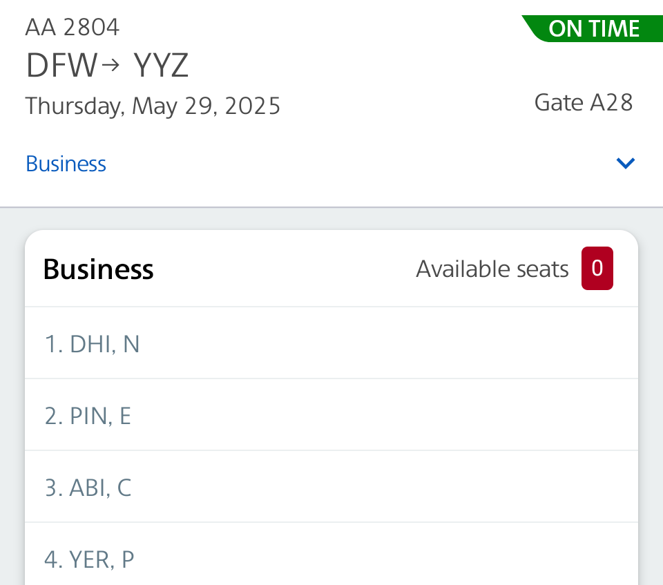 AAdvantage complimentary upgrade list
