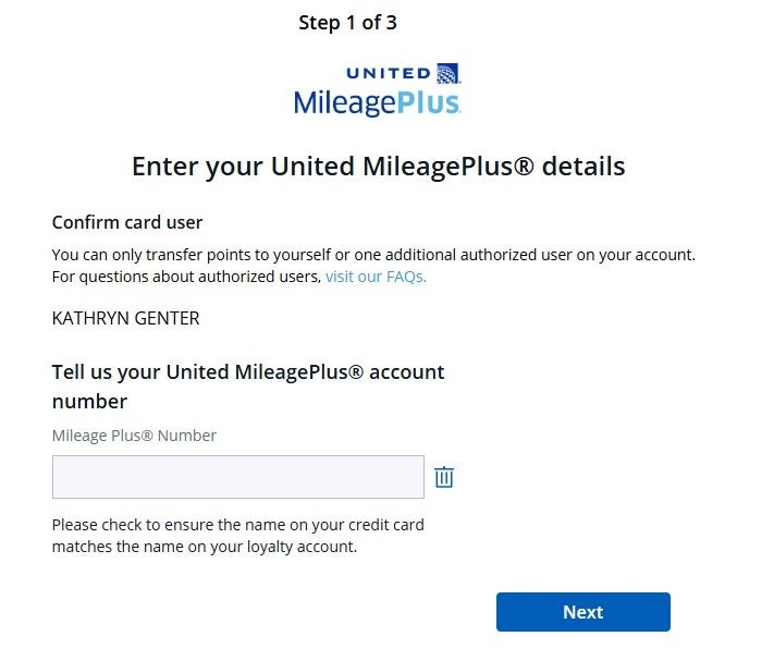 Transfer Chase points to United