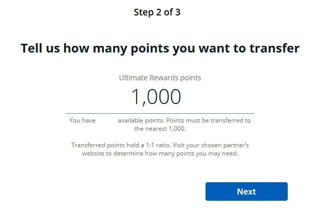 Transfer Chase points to United
