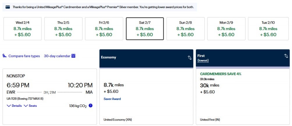 United award discount for members with eligible cards or status