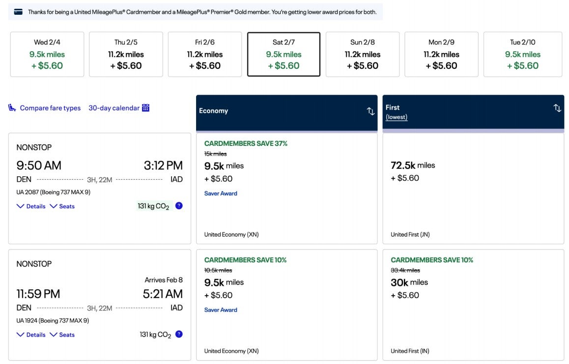 United award pricing discounts