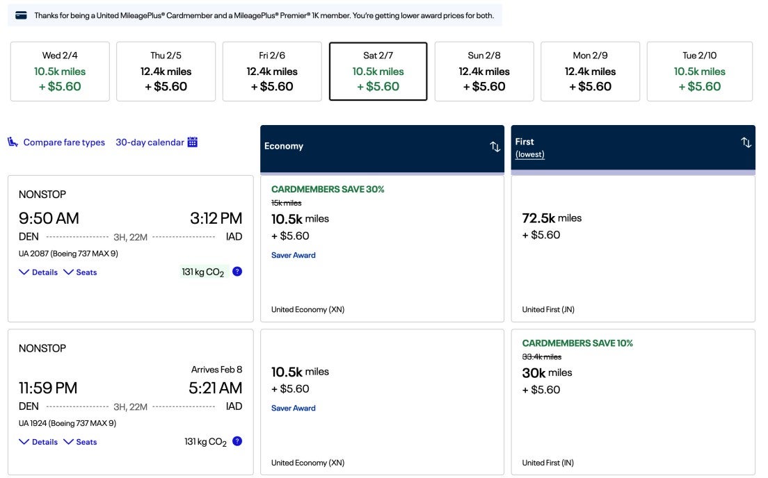 United award pricing discounts
