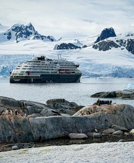Roald Amundsen in the bay at Petermann Island, Antarctica.