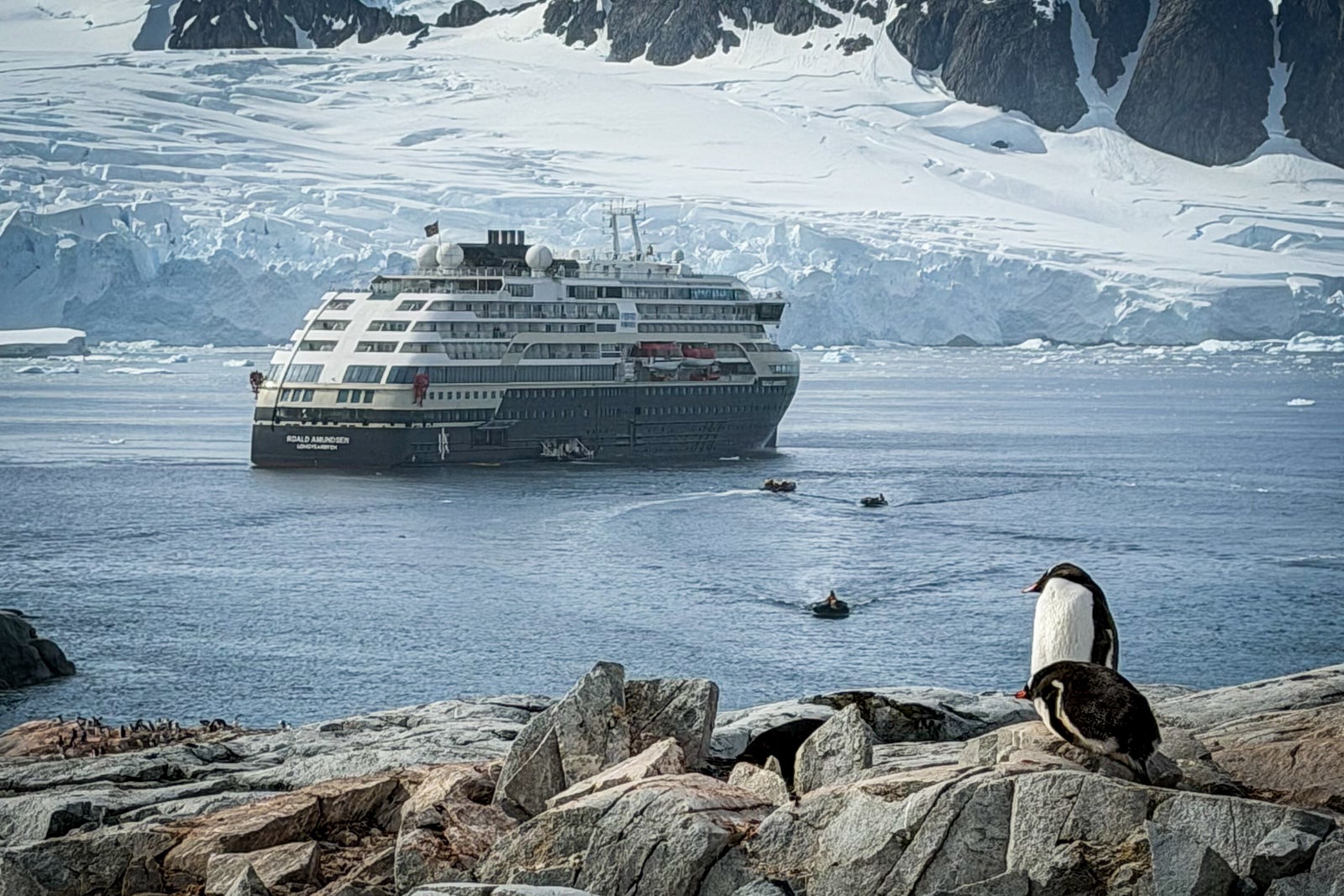 An HX Expeditions ship in Antarctica