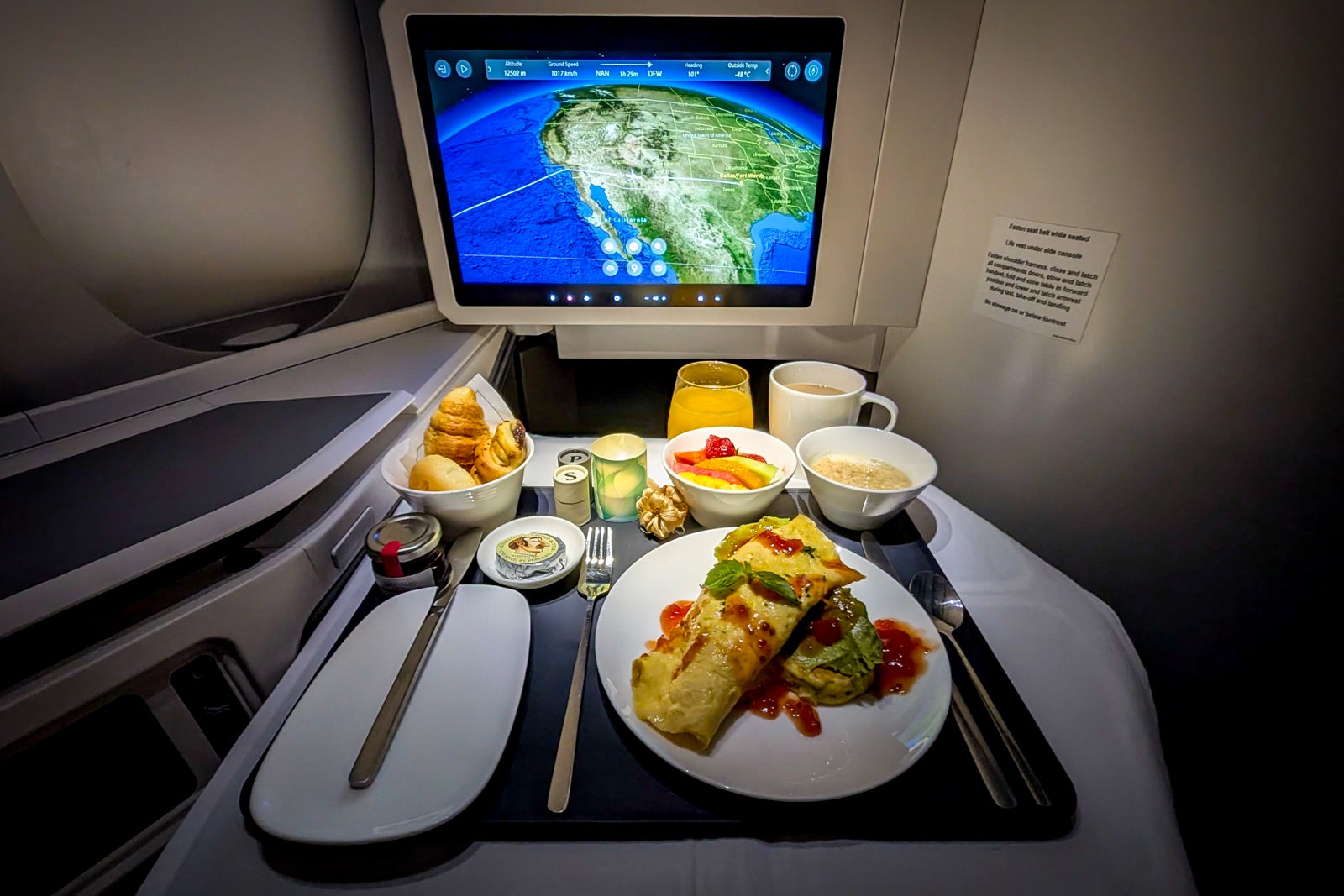 Fiji Airways A350 business class meal