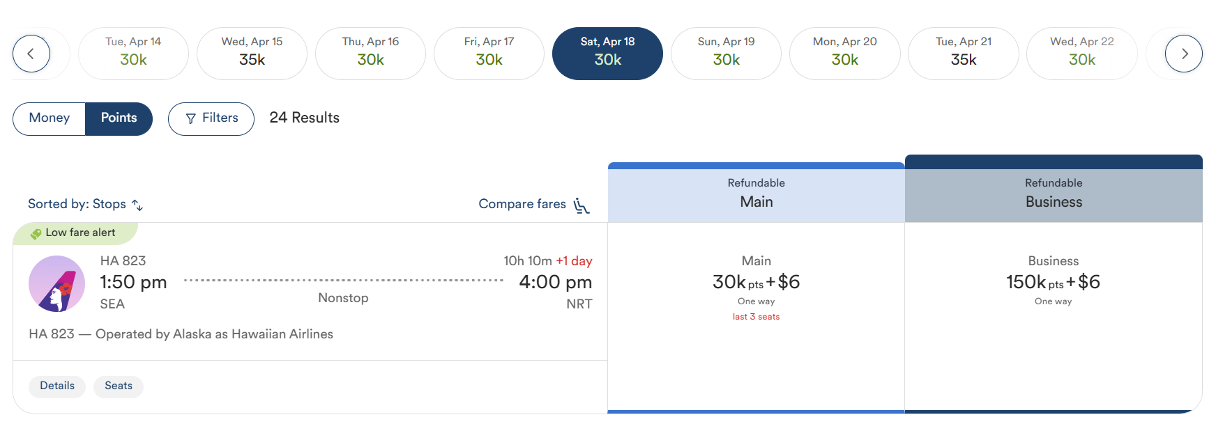 Alaska SEA-TYO points