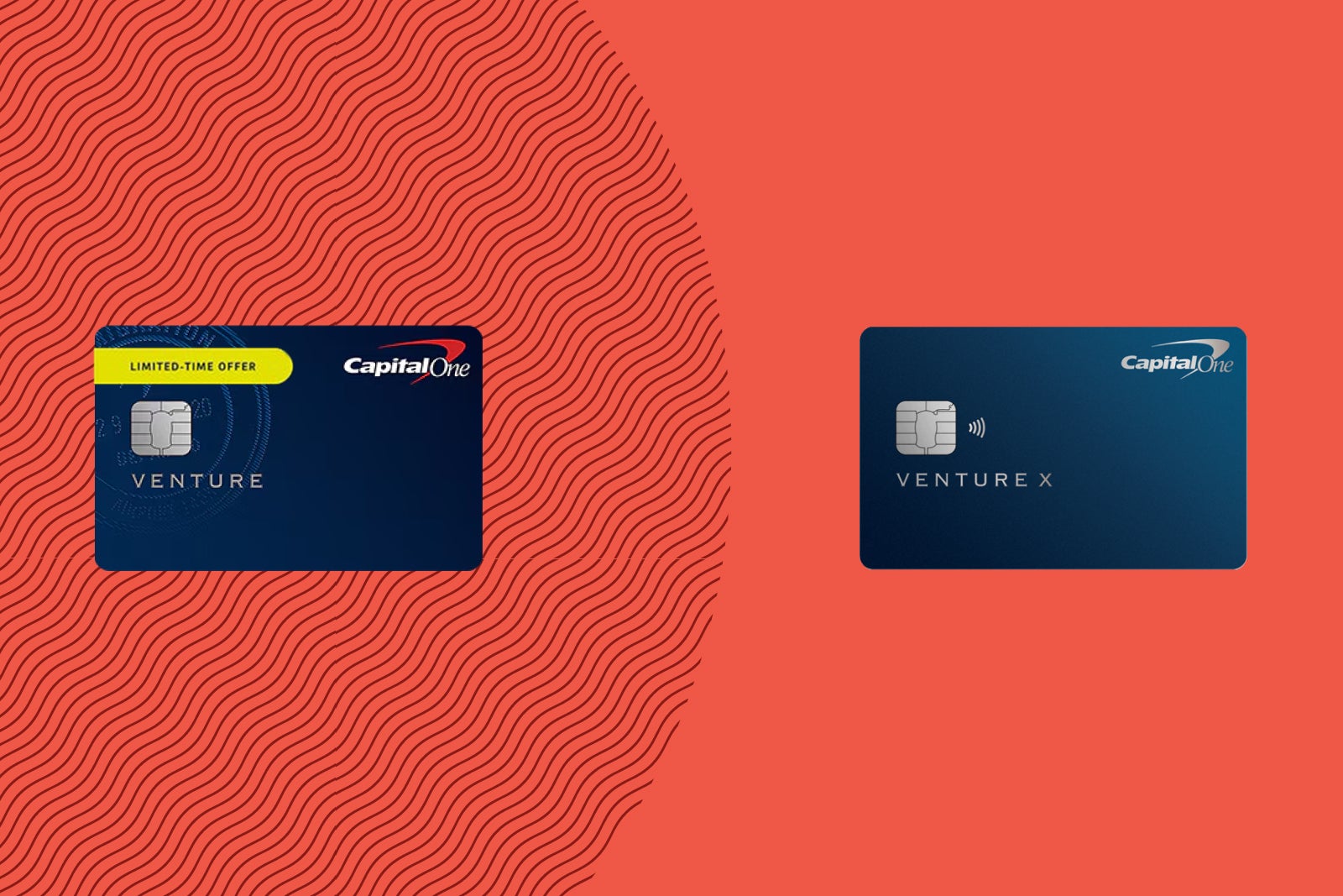 Capital One Venture and Venture X side-by-side card art