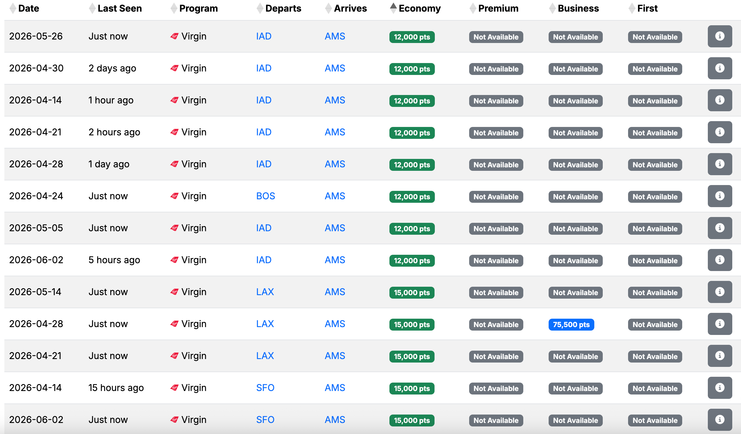 Seats.aero screenshot