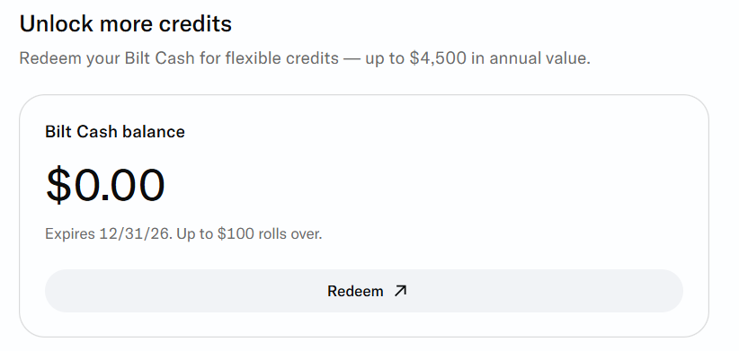 Bilt Cash balance