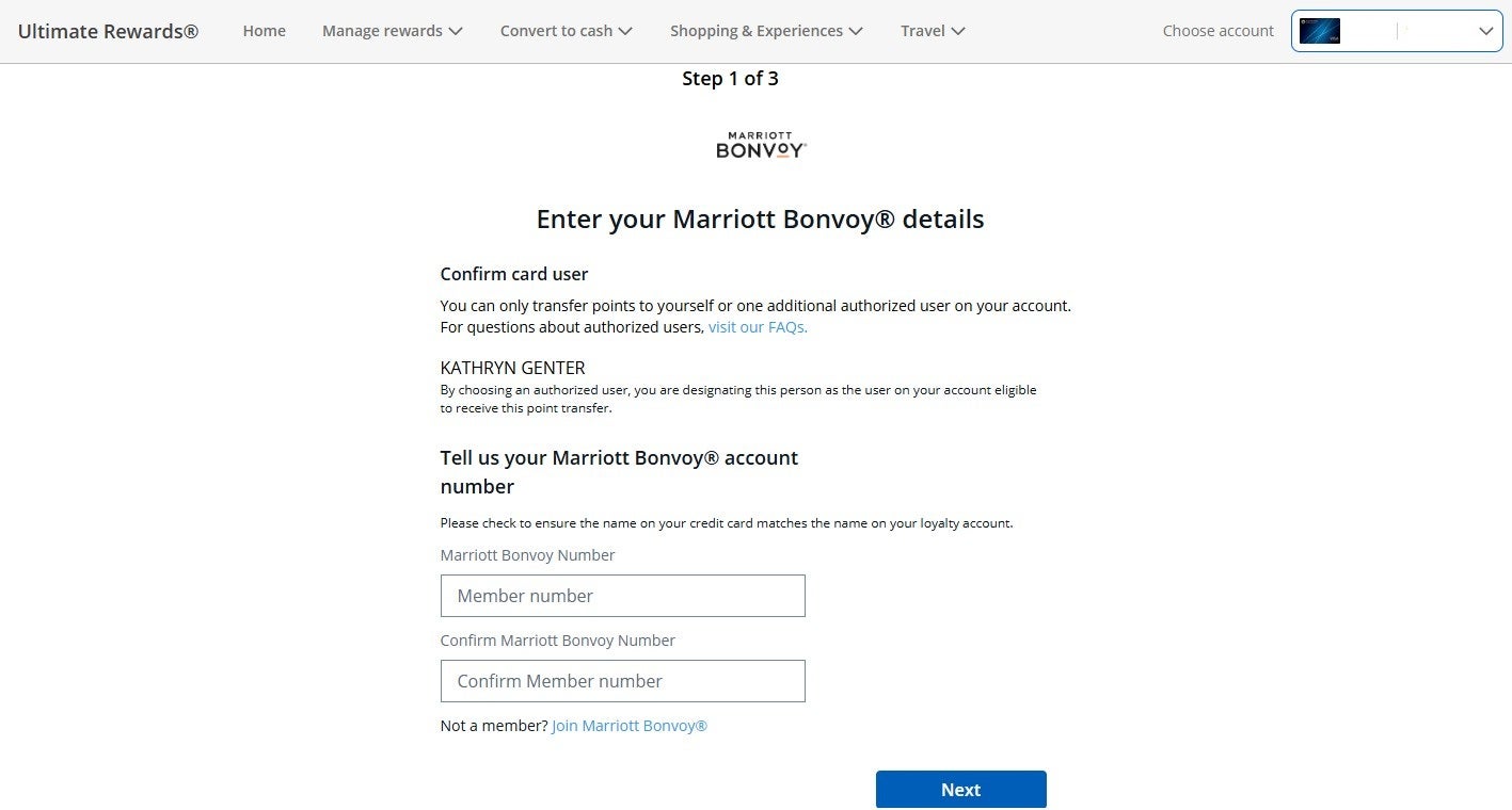 Transfer Chase points to Marriott