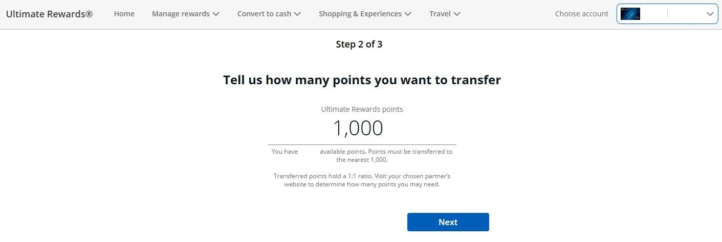 Transfer Chase points to Marriott