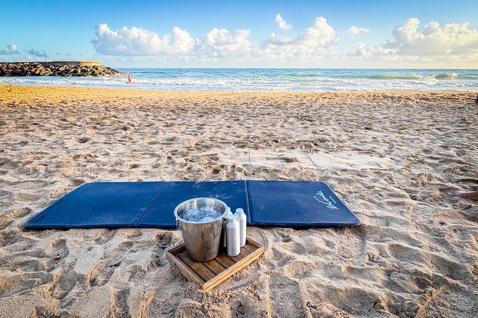 yoga mat on the beach