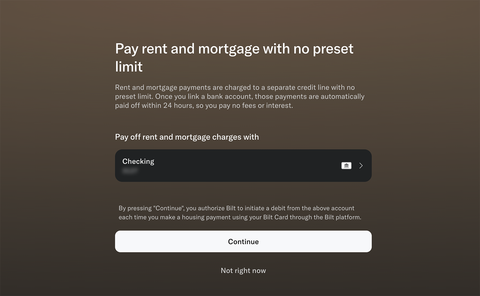 Setting up new Bilt account