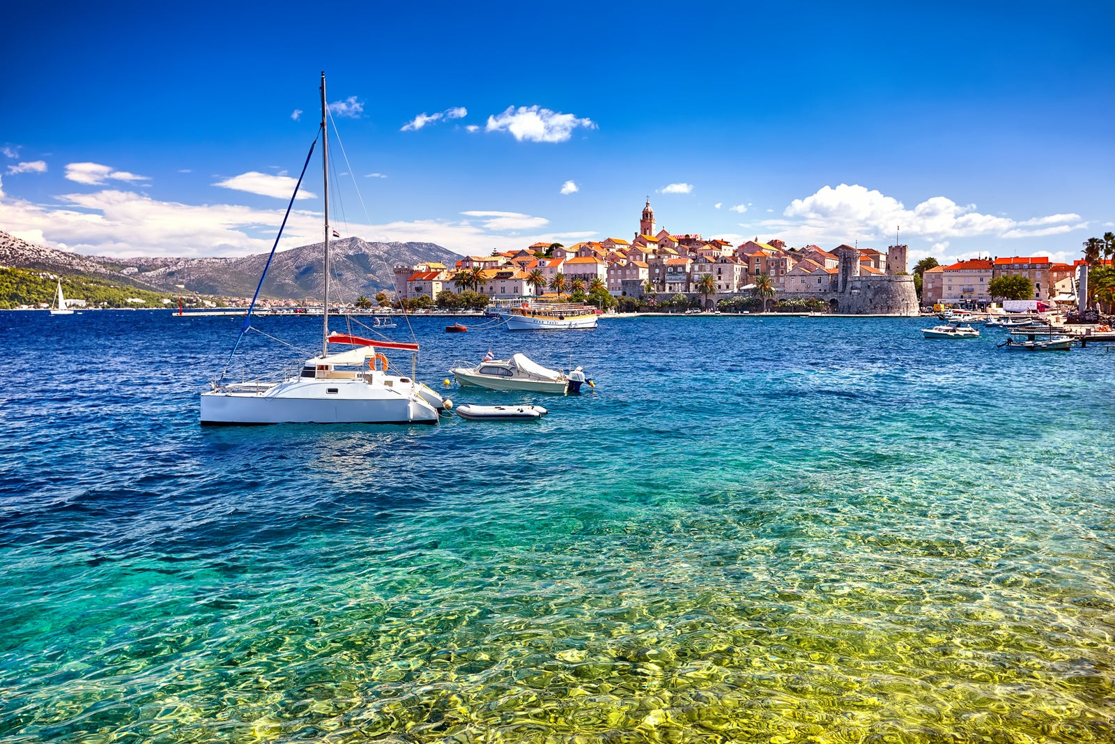 Historic architecture old town and majestic landscape in Croatia, popular touristic destination in Mediterranean, Croatia Europe