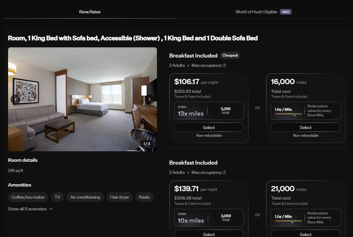 Rove Hyatt Westminster non-loyalty rate