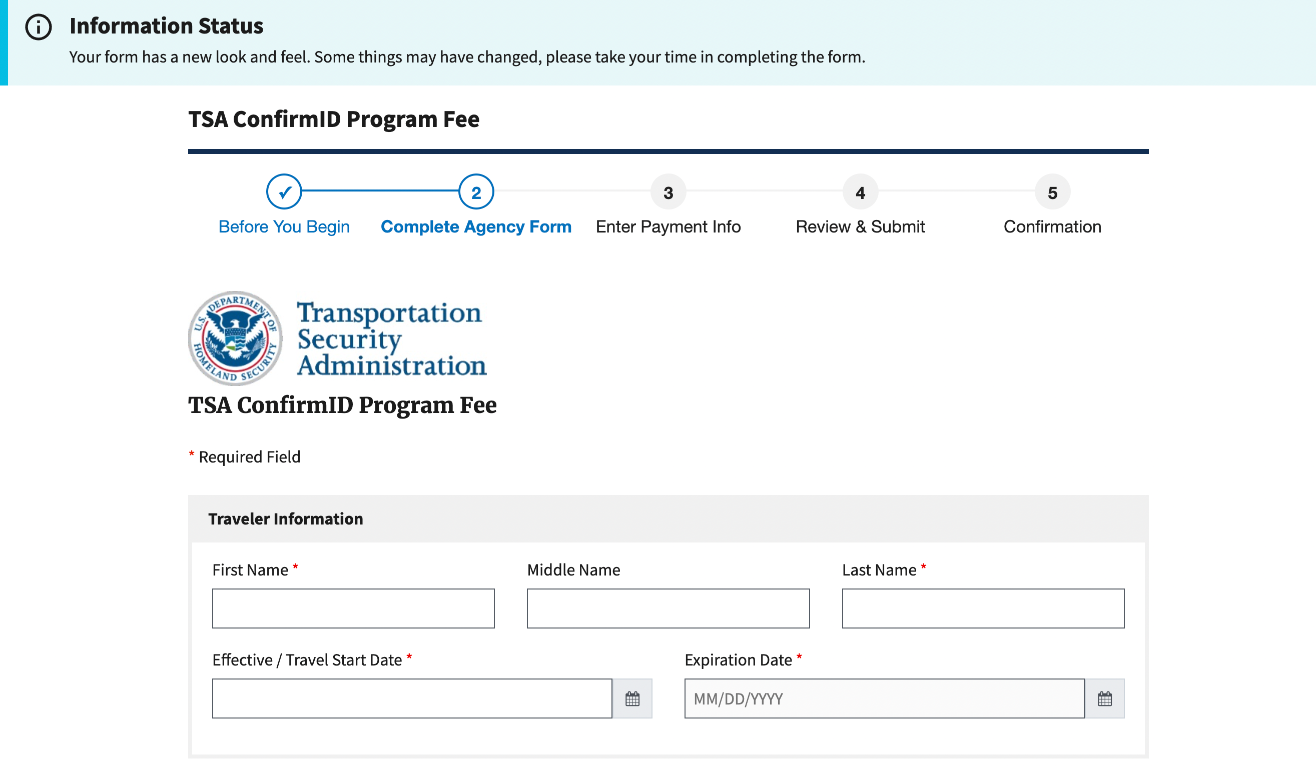 TSA Confirm ID application.