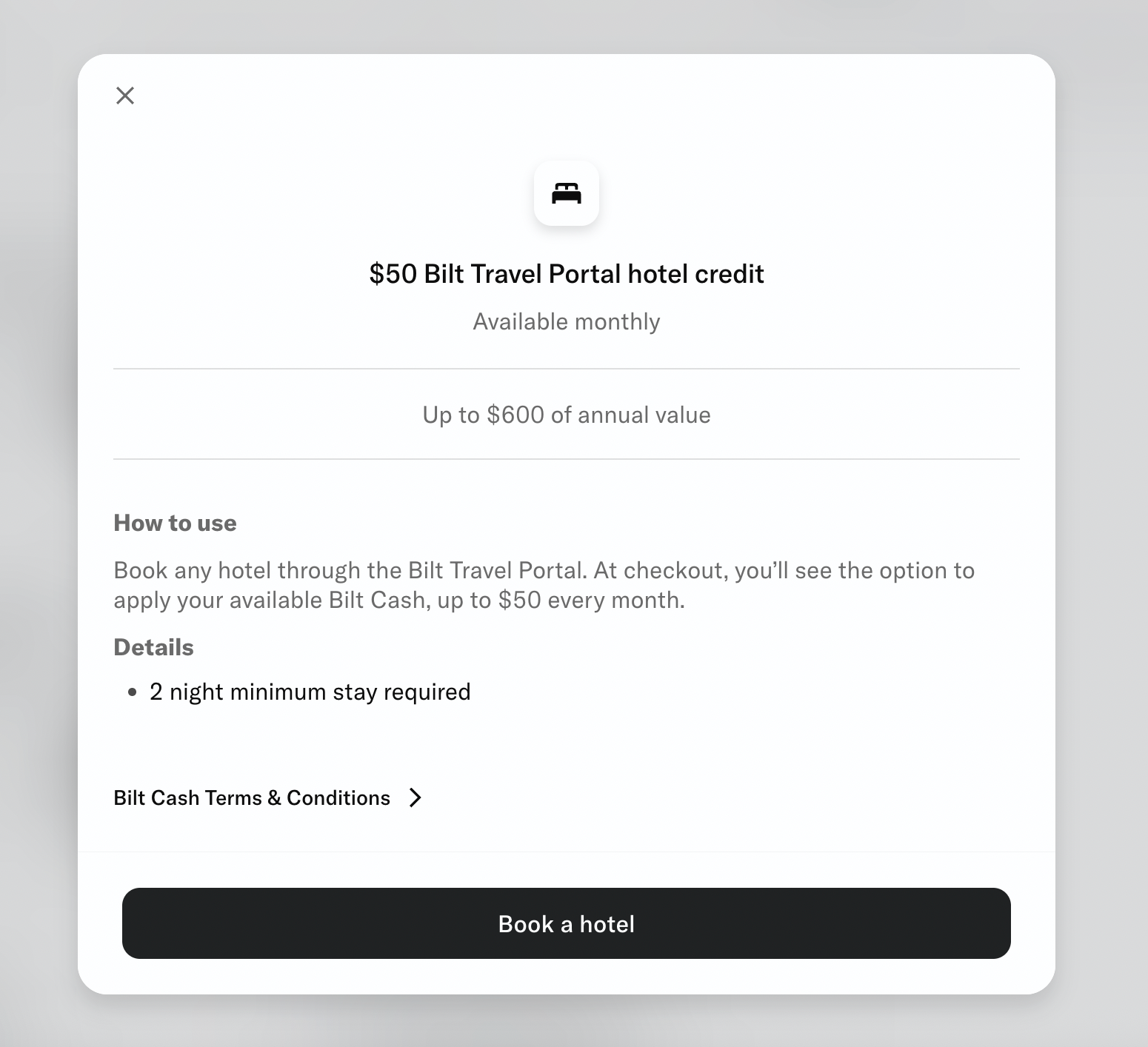 Bilt Cash options for redemptions. BILT