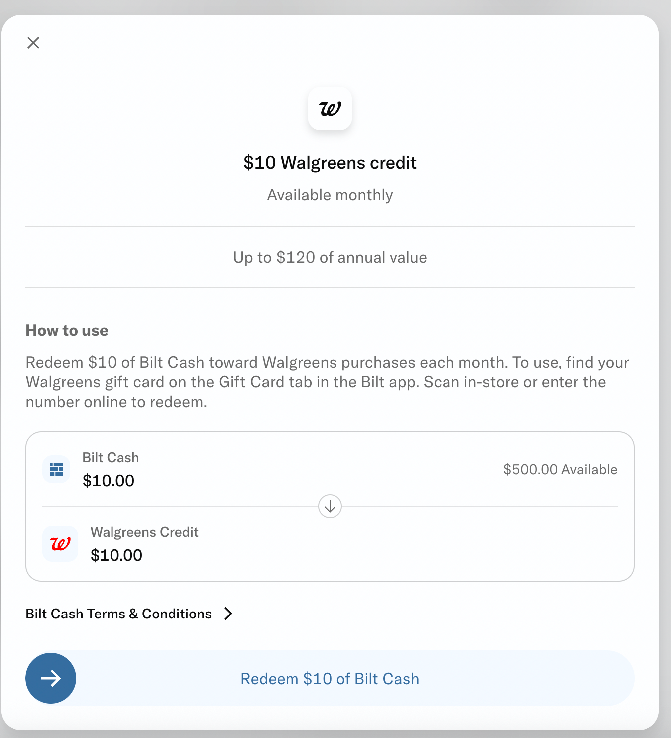 Bilt Cash options for redemptions. BILT