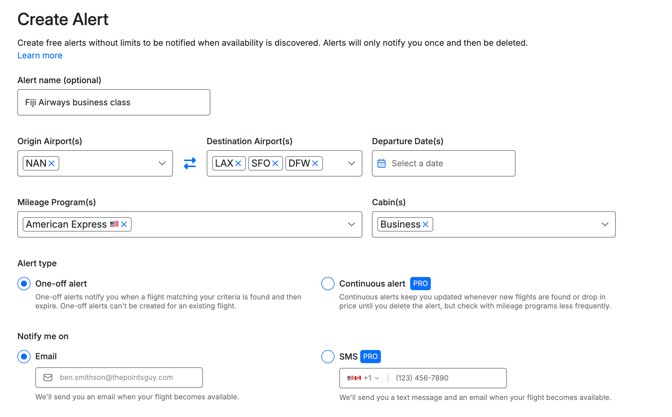 Seats.aero screenshot