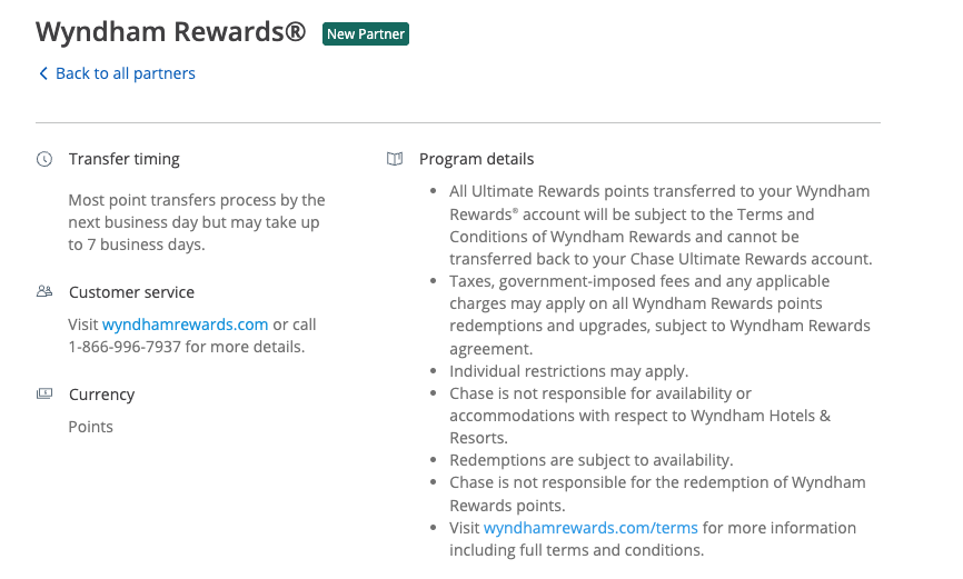 Chase to Wyndham transfer