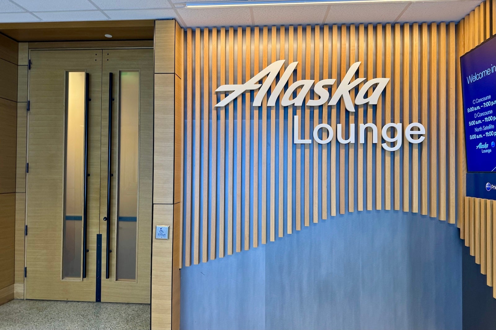 Alaska Lounge entrance at Seattle-Tacoma International Airport