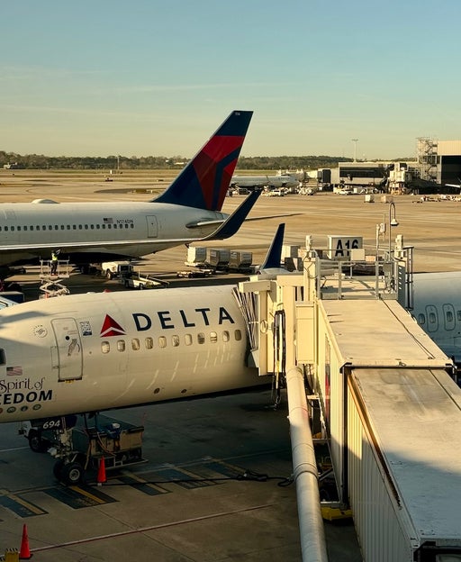 Delta Air Lines planes at Hartsfield-Jackson Atlanta International Airport (ATL) hub.