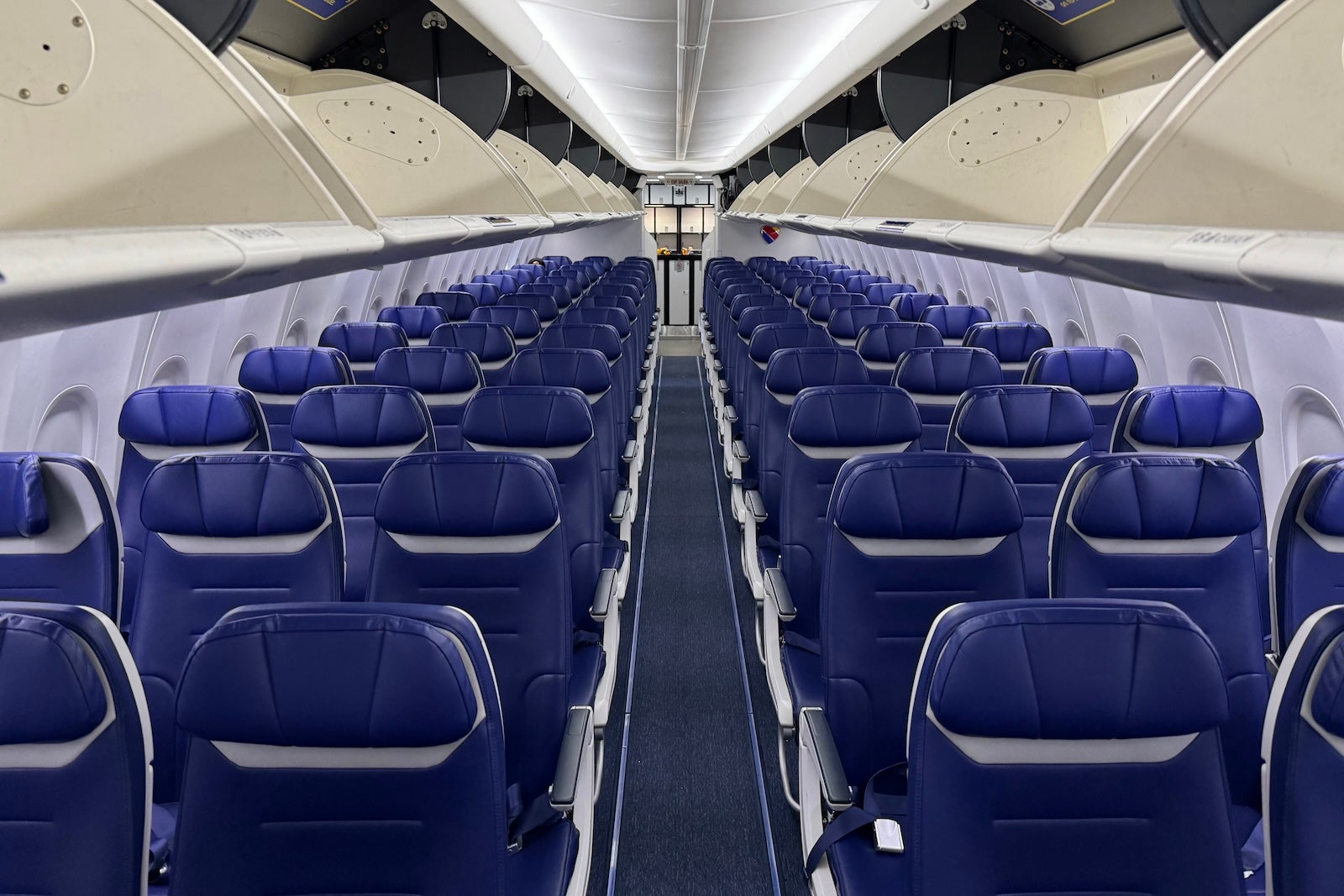 Inside of a Southwest plane