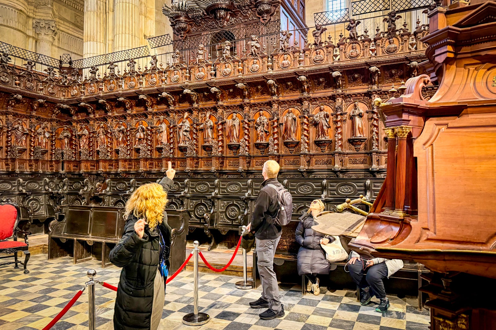 Touring the inside of the Cathedral of Cadiz.