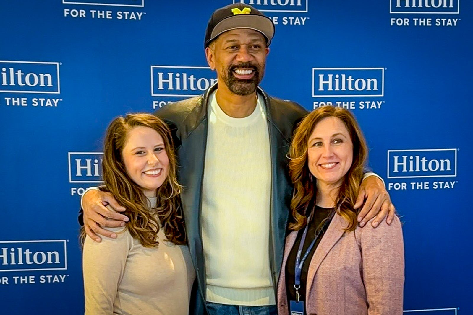 Augusta, Jalen Rose and her mom pose for a photo