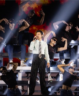 Harry Styles performing at Brit Awaards